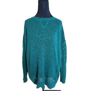 JEANNE PIERRE Green Grandmacore Crew Neck Sweater 1X